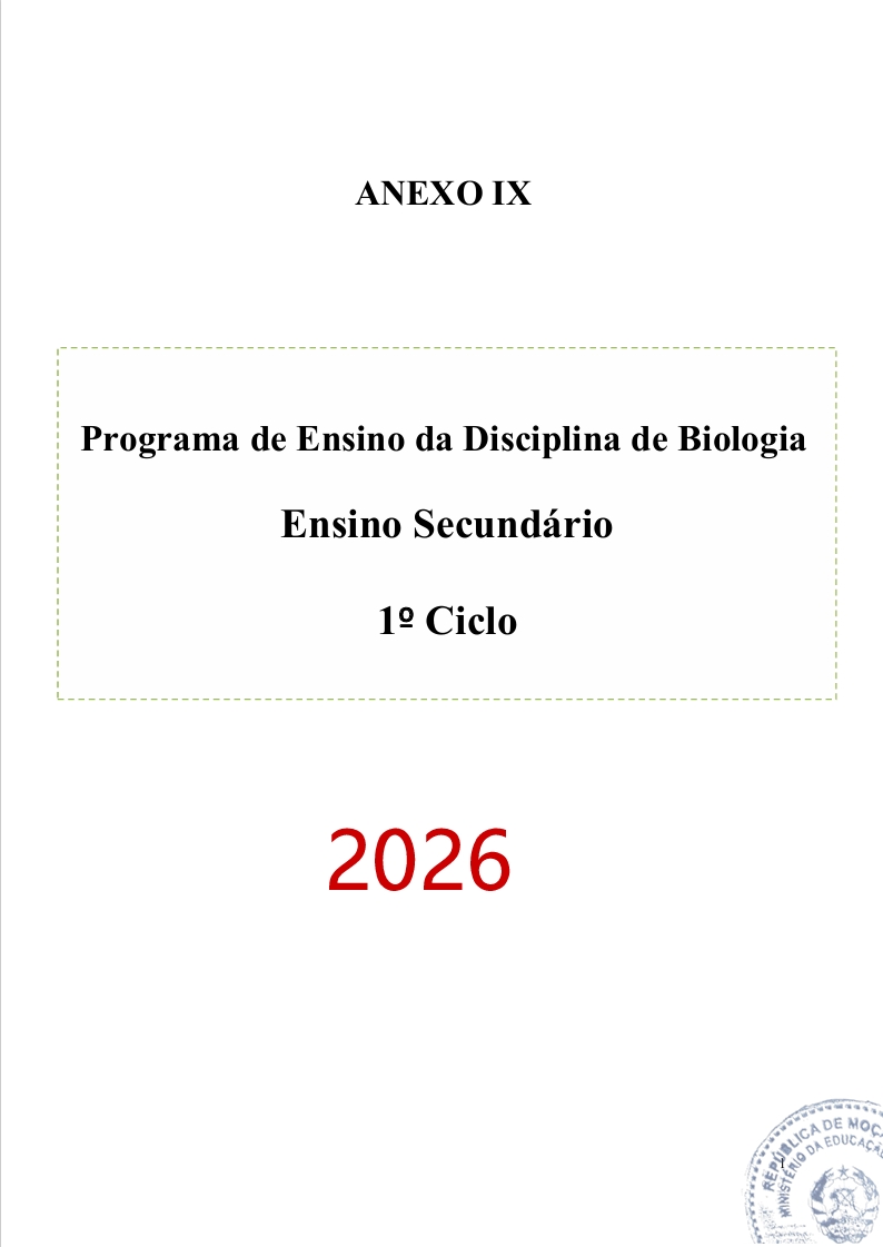 Programa de Ensino de Biologia do 1º Ciclo do Ensino Secundário (Novo 2026)
