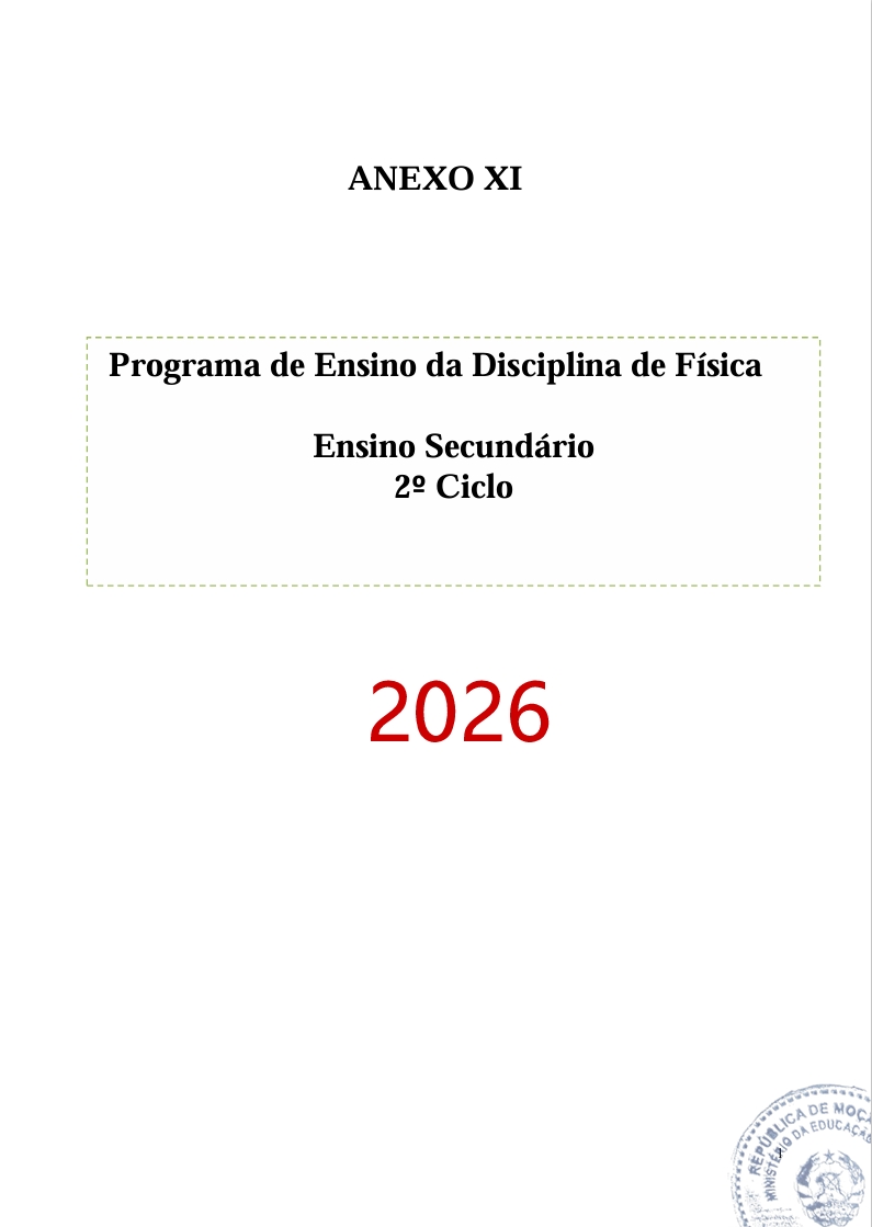 Programa de Ensino de Física do 2º Ciclo do Ensino Secundário (Novo 2026)