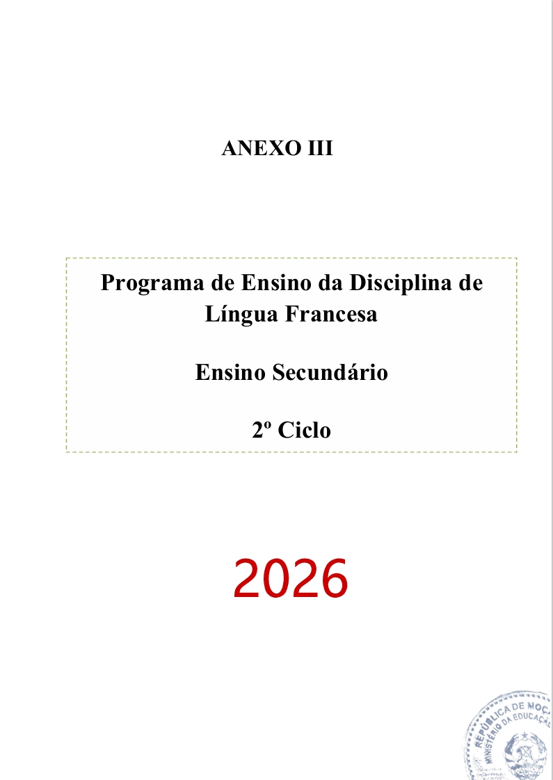 Programa de Ensino de Francês do 2º Ciclo do Ensino Secundário (Novo 2026)