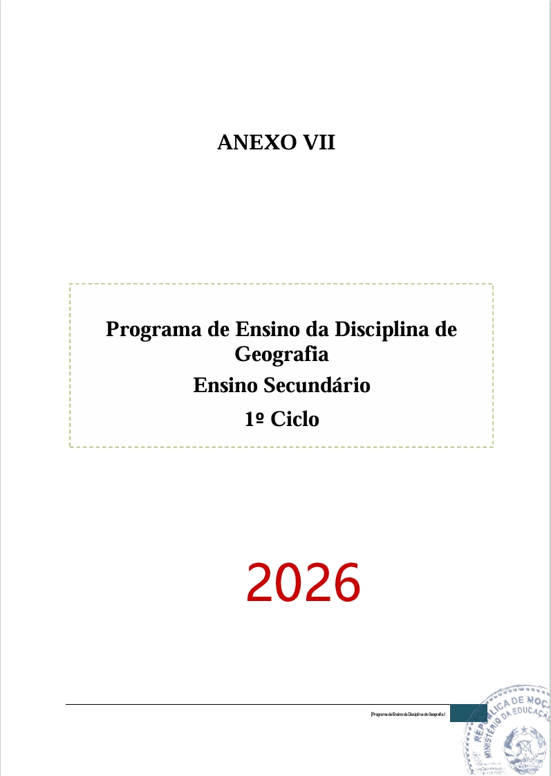 Programa de Ensino de Geografia do 1º Ciclo do Ensino Secundário (Novo 2026)