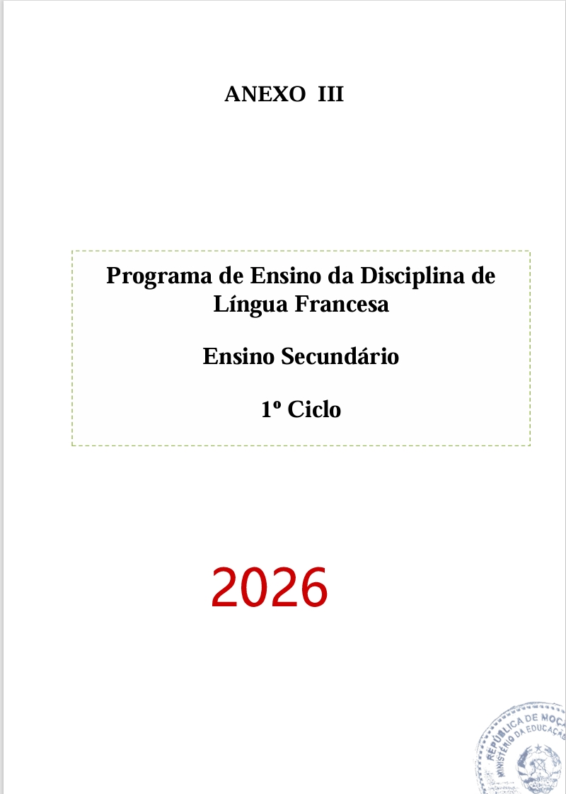 Programa de Ensino de Língua Francesa do 1º Ciclo do Ensino Secundário (Novo 2026)