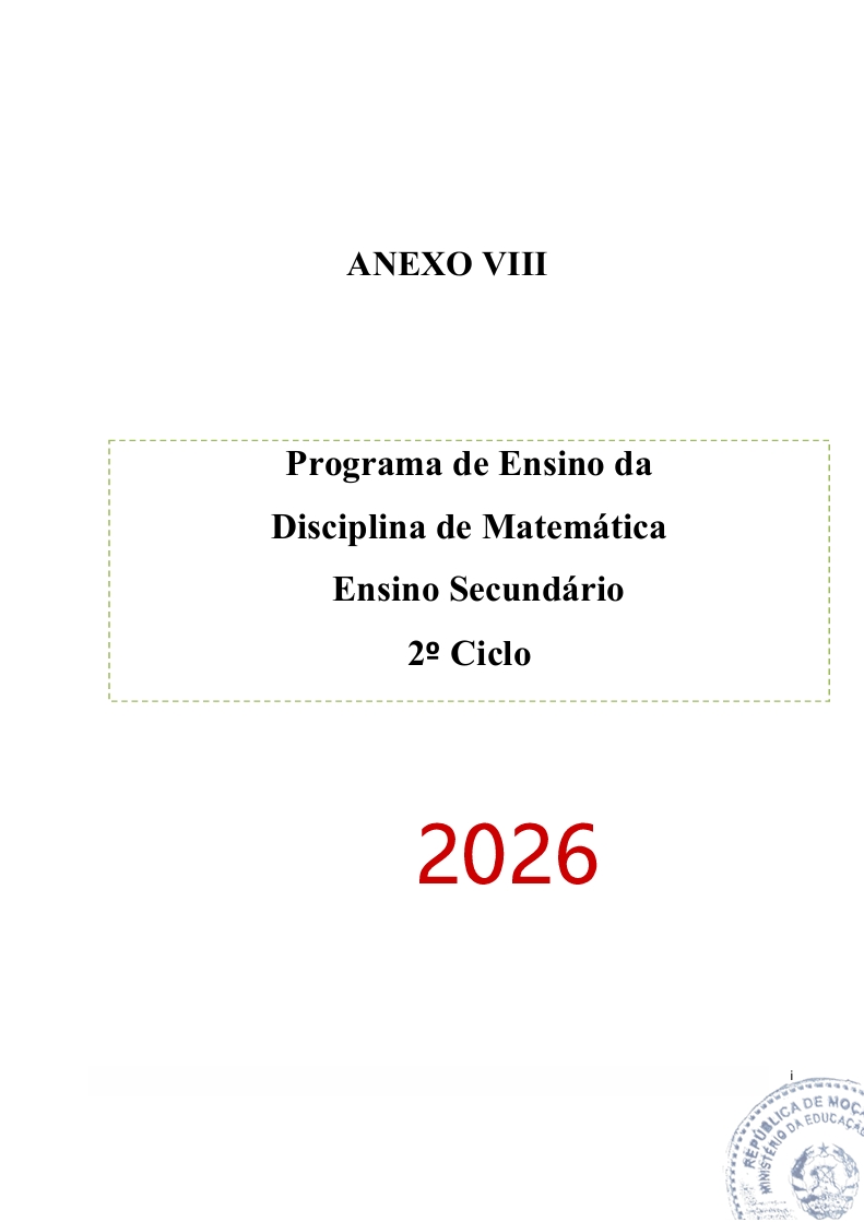 Programa de Ensino de Matemática do 2º Ciclo do Ensino Secundário (Novo 2026)
