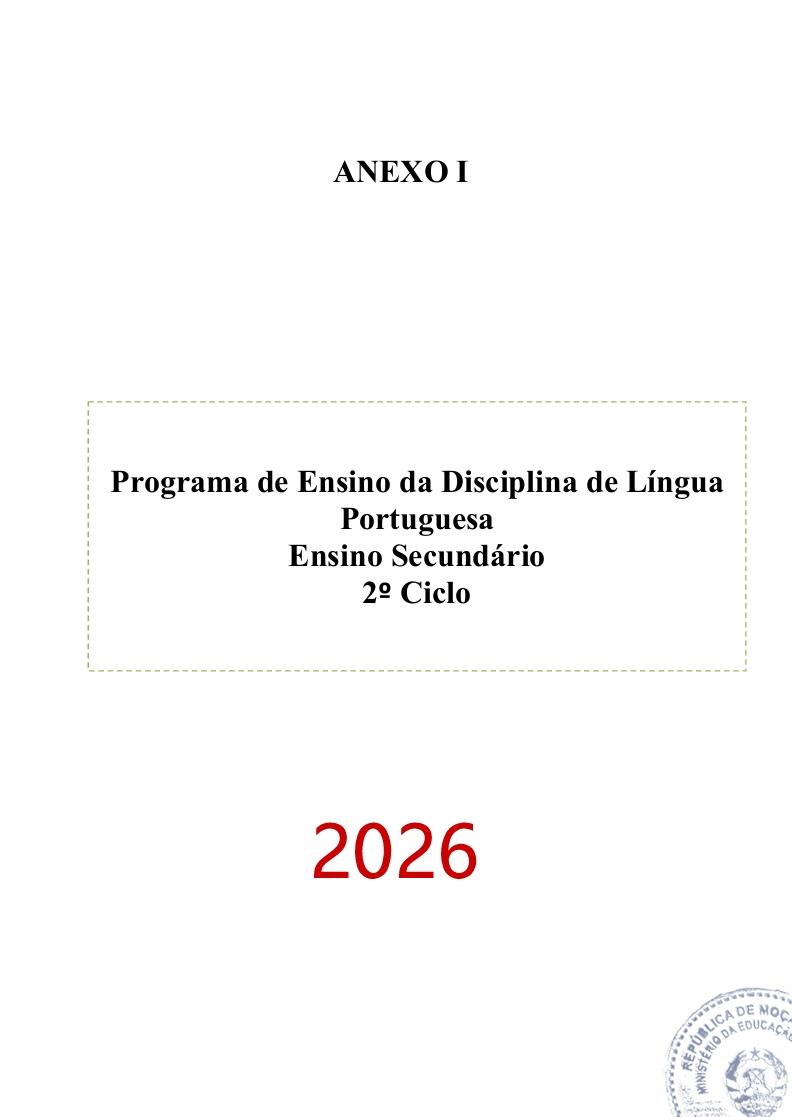 Programa de Ensino de Português do 2º Ciclo do Ensino Secundário (Novo 2026)
