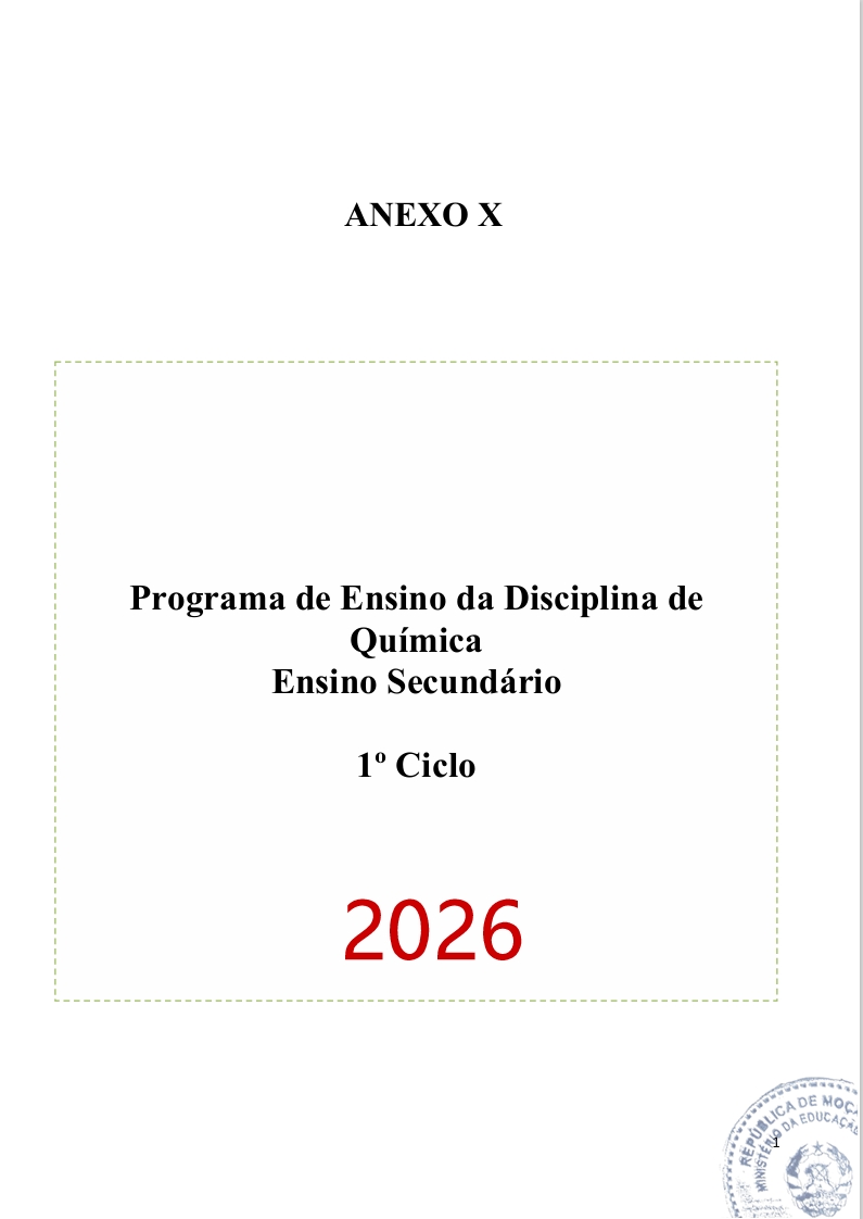 Programa de Ensino de Química do 1º Ciclo do Ensino Secundário (Novo 2026)