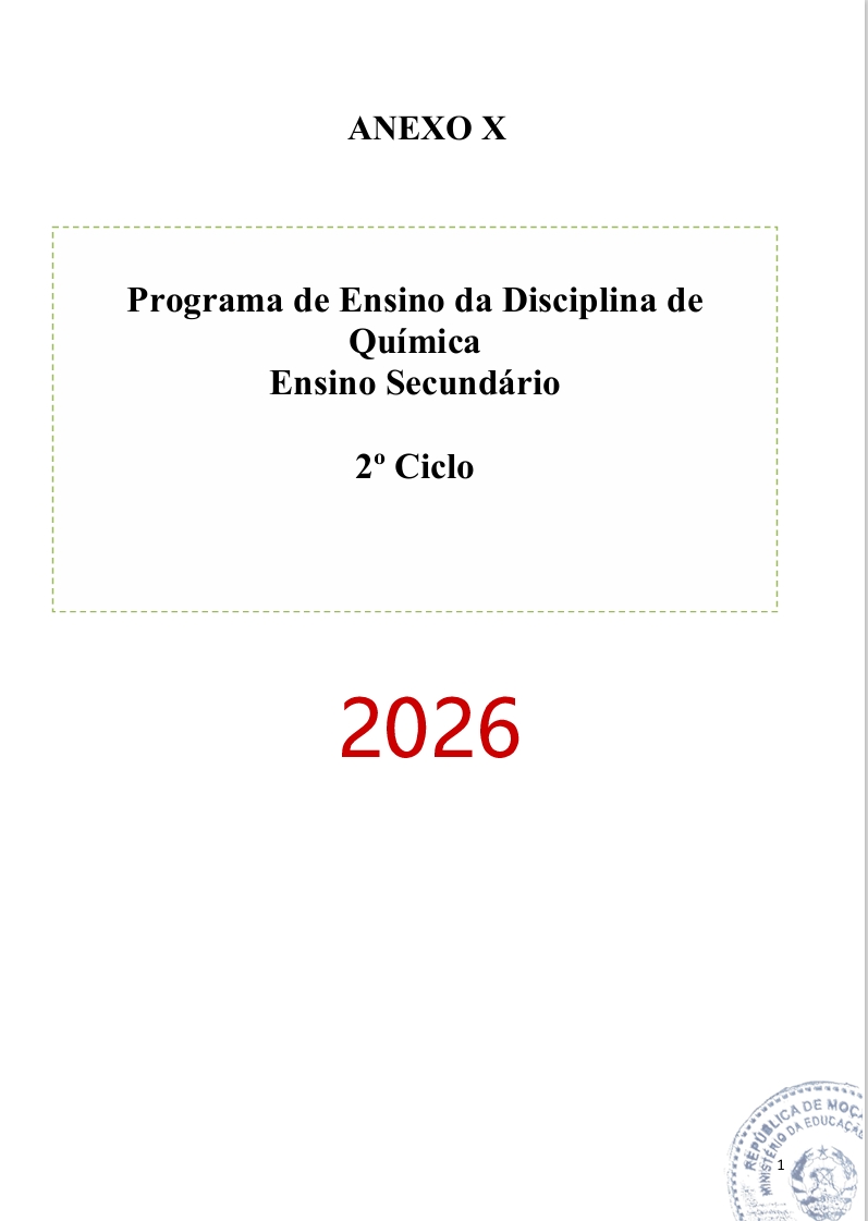 Programa de Ensino de Química do 2º Ciclo do Ensino Secundário (Novo 2026)