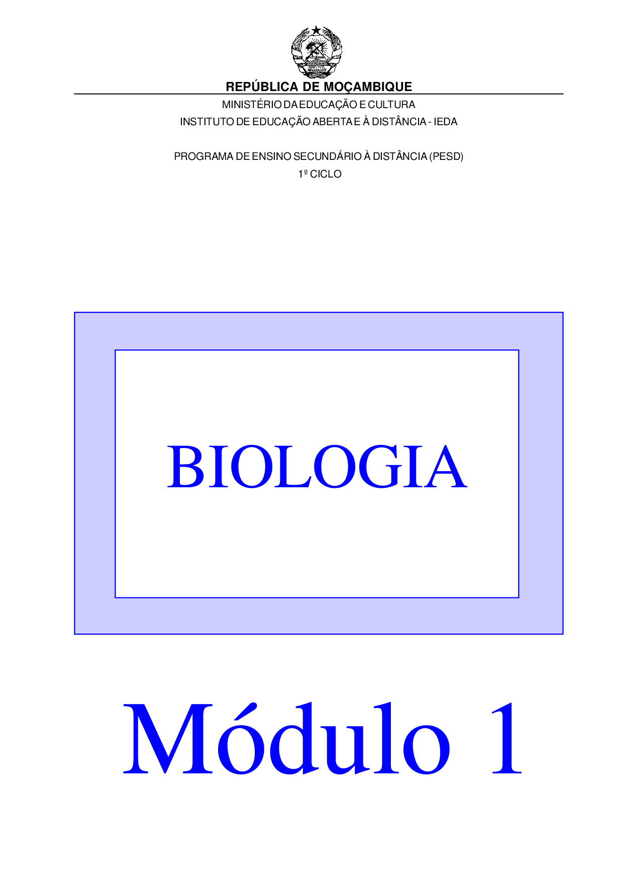 Biologia da 9ª Classe (Material de estudo do PESD Antigo – Moçambique) Livro Modulo em PDF