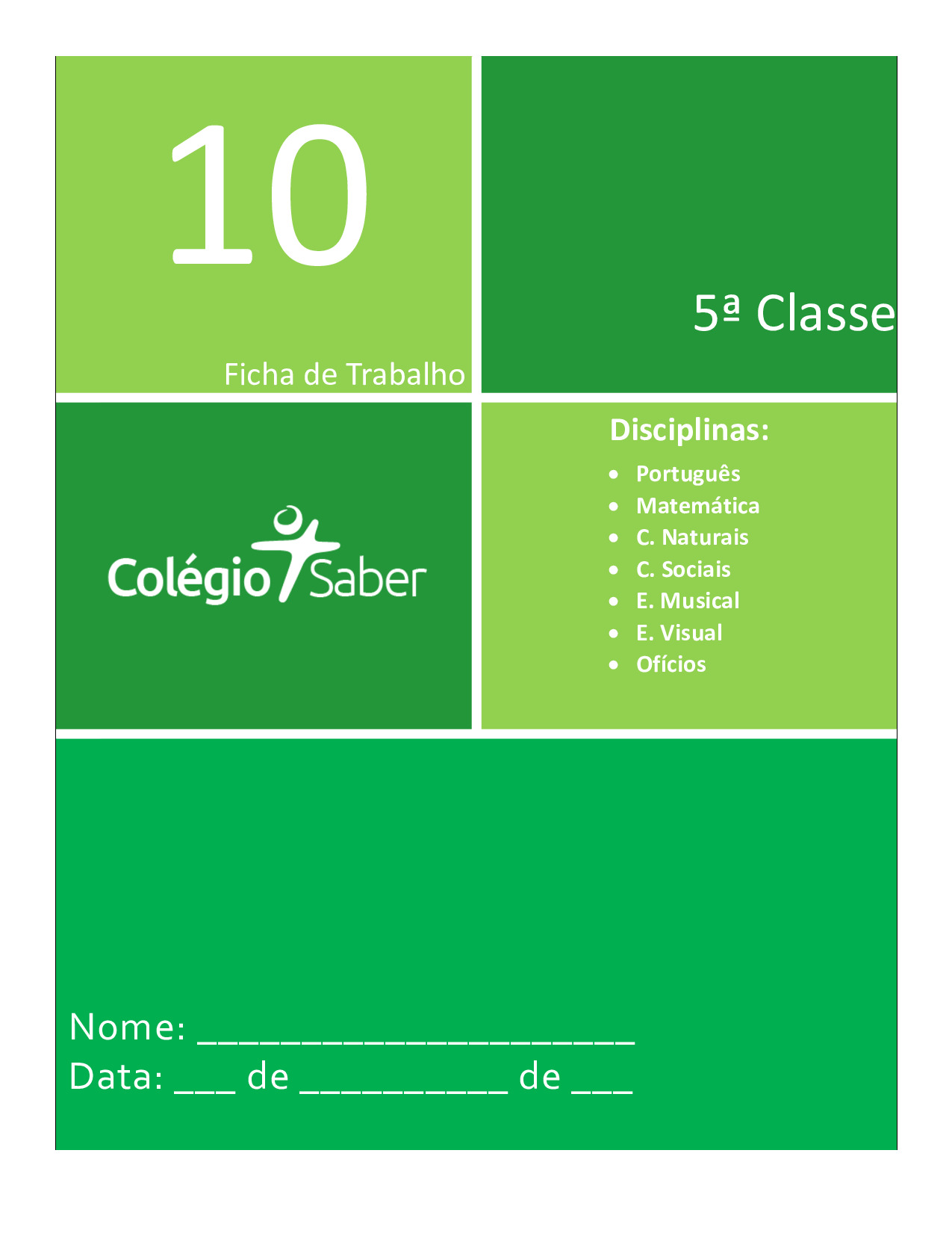 Ficha de Actividades da 5ª Classe (Colégio Saber - Moçambique) em PDF