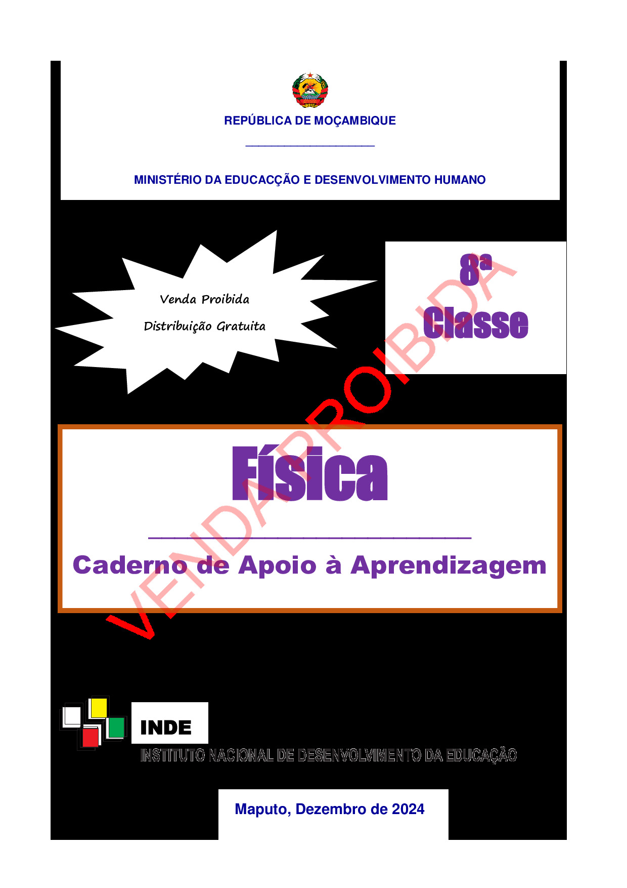 Física da 8ª Classe (Caderno de Apoio à Aprendizagem – INDE Moçambique; 2024) em PDF