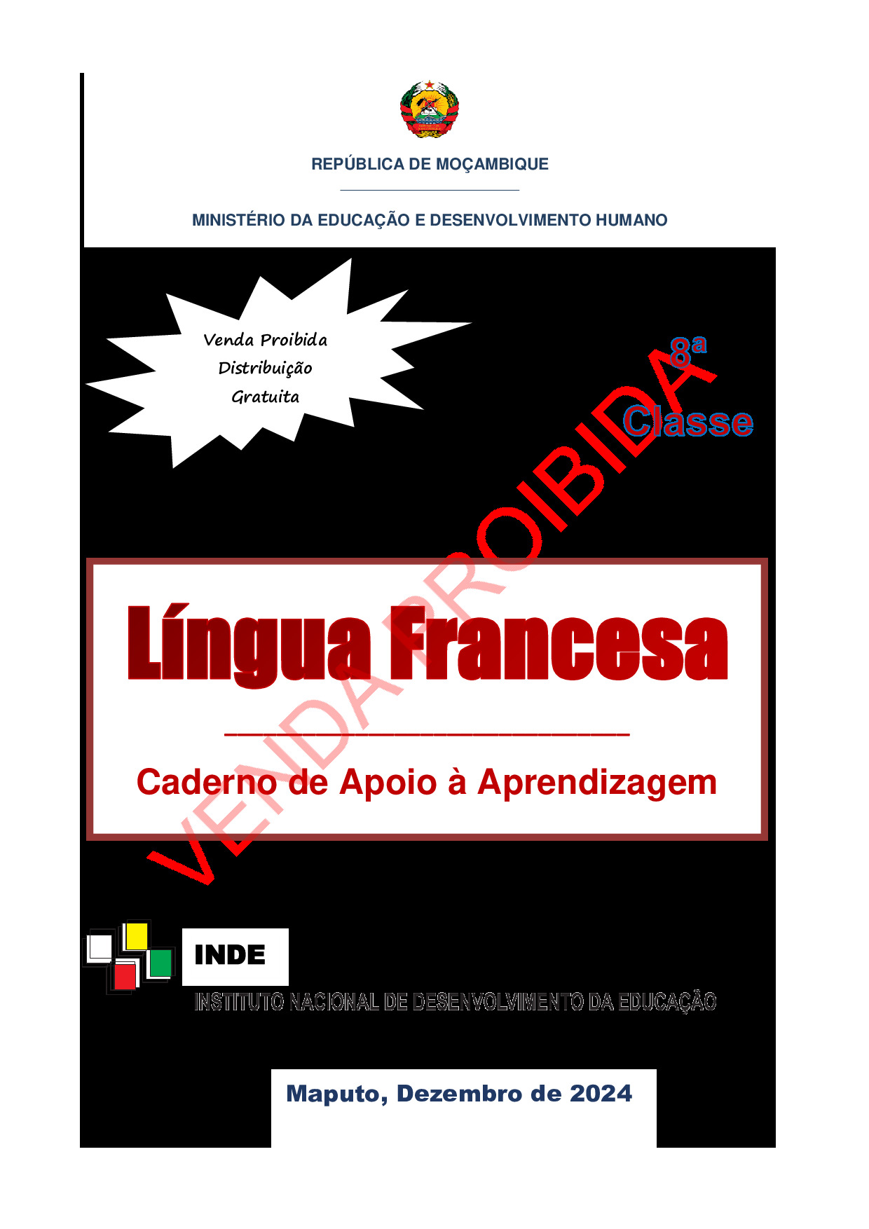 Francês da 8ª Classe (Caderno de Apoio à Aprendizagem – INDE Moçambique; 2024) em PDF