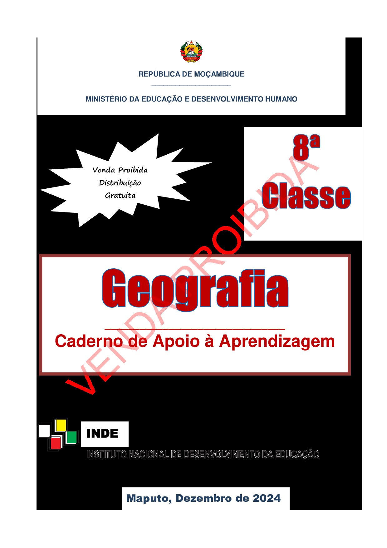 Geografia da 8ª Classe (Caderno de Apoio à Aprendizagem – INDE Moçambique; 2024) em PDF