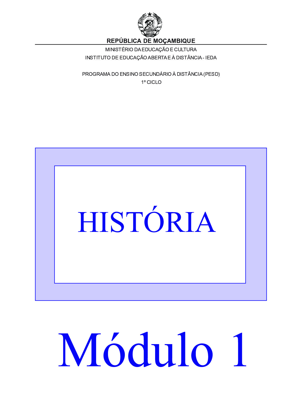 Historia da 9ª Classe (Material de estudo do PESD Antigo – Moçambique) Modulo em PDF