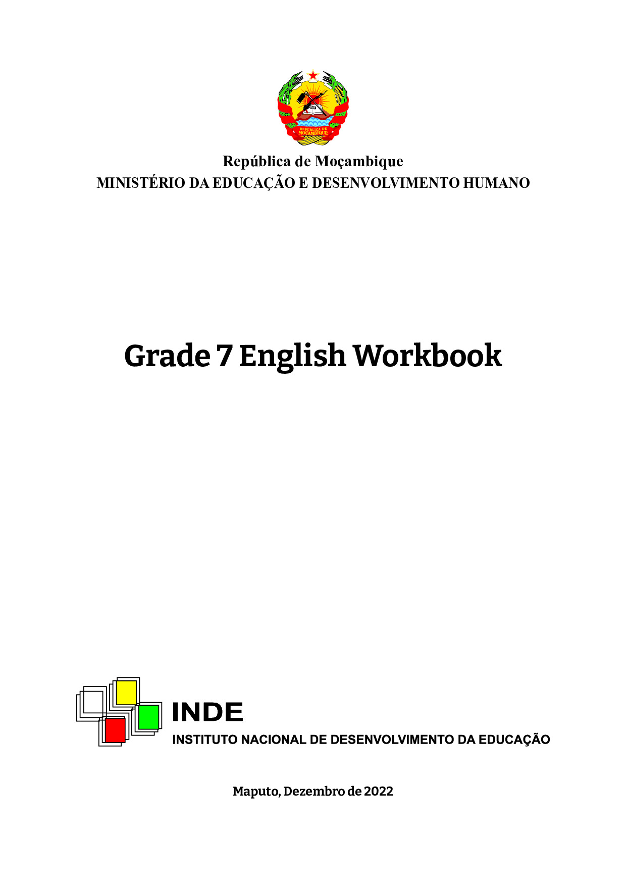 Inglês da 7ª Classe (INDE/ MEC Moçambique 2022) Baixar Livro em PDF