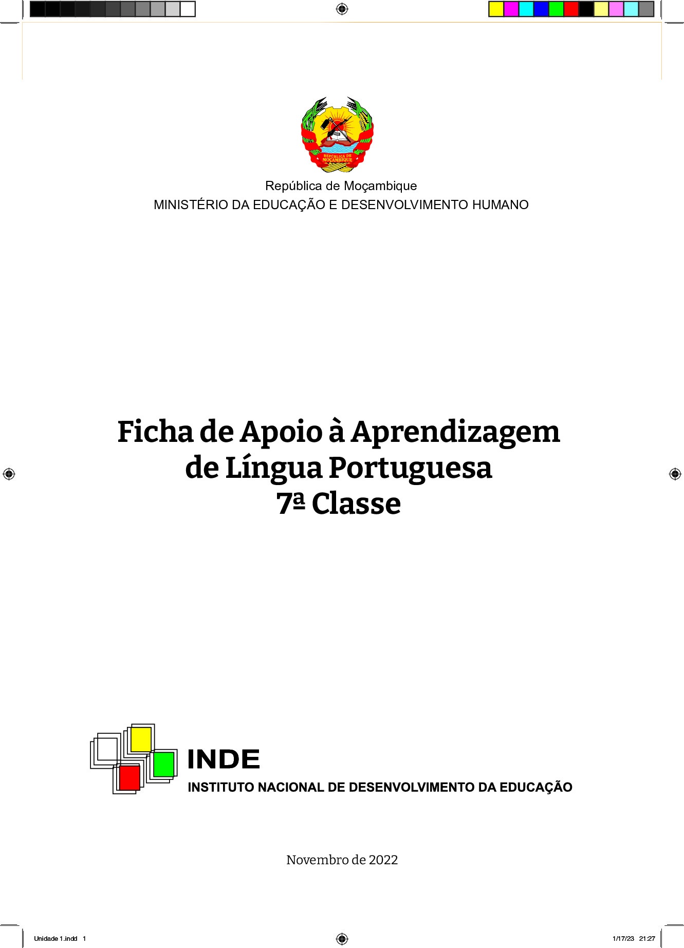 Português da 7ª Classe (INDE/ MEC Moçambique 2022) Baixar Livro em PDF