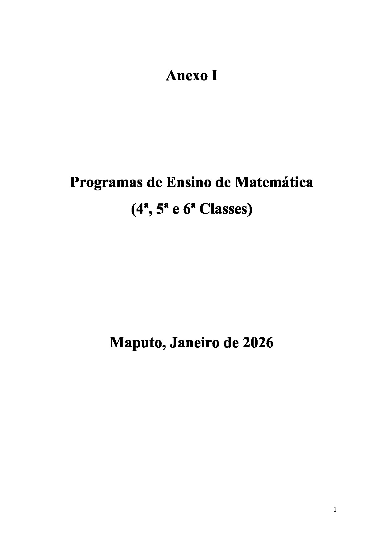 Programas de Ensino de Matemática (4ª; 5ª e 6ª Classes – Moçambique) Baixar em PDF
